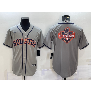MLB Astros Blank Grey Champion Nike Cool Base Men Jersey
