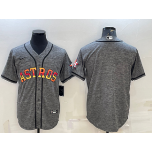 MLB Astros Blank Grey Rainbow Nike Cool Base Men Jersey