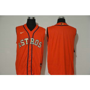 MLB Astros Blank Orange Nike Cool Base Sleeveless Men Jersey