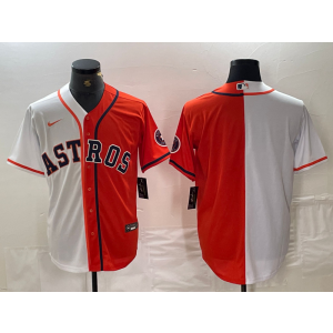 MLB Astros Blank Orange White Split Nike Cool Base Men Jersey