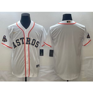 MLB Astros Blank White 2023 Gold Collection With World Serise Champions Patch Flexbase Men Jersey