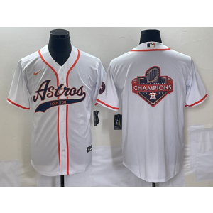 MLB Astros Blank White Champion Nike Cool Base Men Jersey
