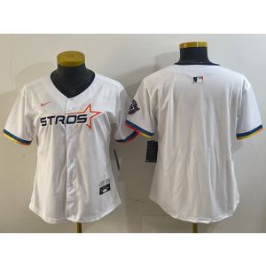 MLB Astros Blank White City Nike Cool Base Women Jersey
