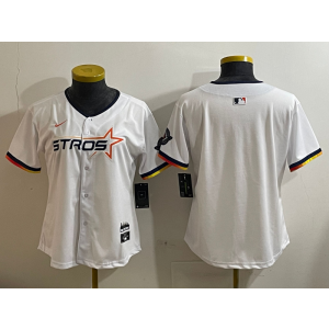 MLB Astros Blank White Nike Cool Base Women Jersey