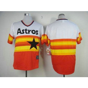 MLB Astros Blank White Orange Mitchell and Ness Throwback Men Jersey