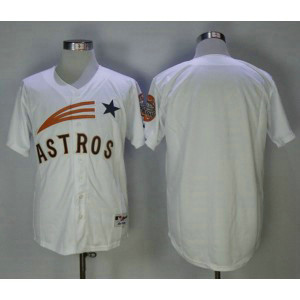 MLB Astros Blank White Throwback Men Jersey