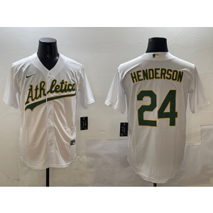 MLB Athletics 24 Rickey Henderson White Nike Cool Base Men Jersey