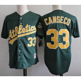 MLB Athletics 33 Jose Canseco Green Mitchell and Ness Throwback Men Jersey