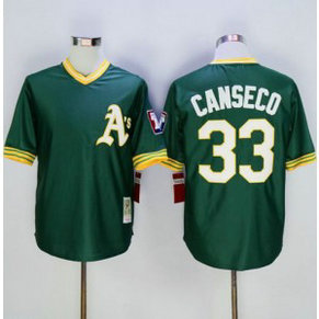 MLB Athletics 33 Jose Canseco Green Mitchell and Ness Throwback Men Jerseys