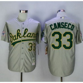 MLB Athletics 33 Jose Canseco Grey Mitchell and Ness Throwback Men Jersey