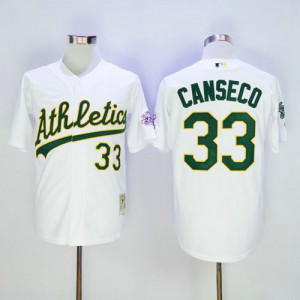 MLB Athletics 33 Jose Canseco White Mitchell and Ness Throwback Men Jersey