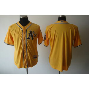 MLB Athletics Blank Yellow Cool Base Men Jersey