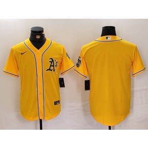 MLB Athletics Blank Yellow Nike Cool Base Men Jersey