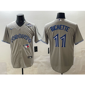 MLB Blue Jays 11 Bichette Grey 2025 World Series Nike Cool Base Men Jersey