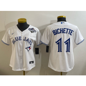 MLB Blue Jays 11 Bichette White 2025 World Series Nike Cool Base Women Jersey