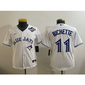 MLB Blue Jays 11 Bichette White 2025 World Series Nike Cool Base Youth Jersey