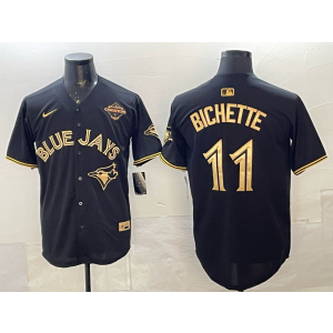 MLB Blue Jays 11 Bo Bichette Black Gold 2025 World Series Champion Nike Cool Base Men Jersey