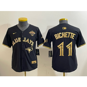 MLB Blue Jays 11 Bo Bichette Black Gold 2025 World Series Champion Nike Cool Base Youth Jersey