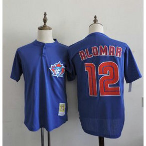 MLB Blue Jays 12 Roberto Alomar Blue Throwback Men Jersey