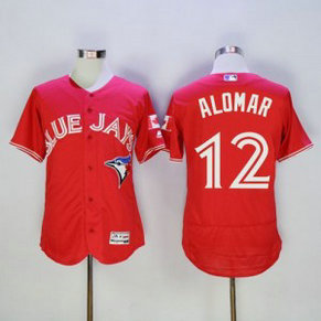 MLB Blue Jays 12 Roberto Alomar Red Flexbase Canada Day Men Jersey