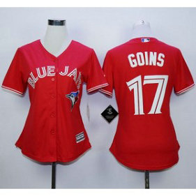 MLB Blue Jays 17 Ryan Goins Red Canada Day Women Jersey