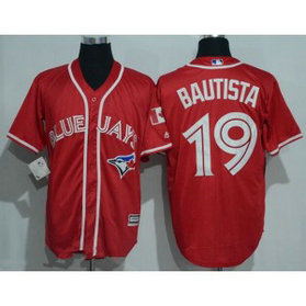 MLB Blue Jays 19 Jose Bautista Red 2016 Canada Day Majestic Cool Base Men Jersey