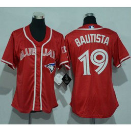 MLB Blue Jays 19 Jose Bautista Red Canada Day Women Jersey
