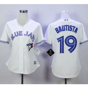 MLB Blue Jays 19 Jose Bautista White Fashion Women Jersey
