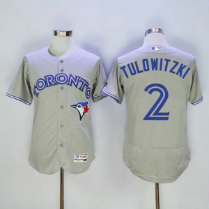 MLB Blue Jays 2 Troy Tulowitzki Grey Flexbase Men Jersey