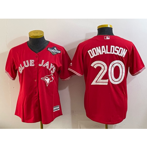 MLB Blue Jays 20 Donaldson Red 2025 World Series Nike Cool Base Women Jersey