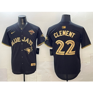 MLB Blue Jays 22 Clement Black Gold 2025 World Series Champion Nike Cool Base Men Jersey