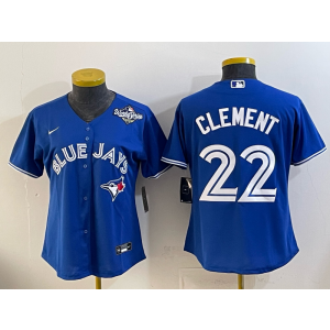 MLB Blue Jays 22 Clement Blue 2025 World Series Nike Cool Base Women Jersey