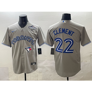 MLB Blue Jays 22 Clement Grey 2025 World Series Nike Cool Base Men Jersey