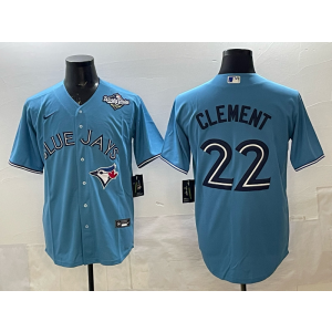 MLB Blue Jays 22 Clement Light Blue 2025 World Series Nike Cool Base Men Jersey