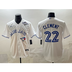 MLB Blue Jays 22 Clement White 2025 World Series Nike Cool Base Men Jersey