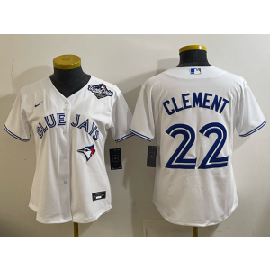MLB Blue Jays 22 Clement White 2025 World Series Nike Cool Base Women Jersey