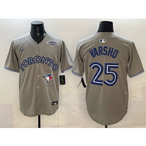 MLB Blue Jays 25 Varsho Grey 2025 World Series Champion Nike Cool Base Men Jersey
