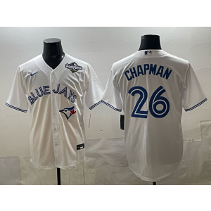 MLB Blue Jays 26 Chapman White 2025 World Series Nike Cool Base Men Jersey