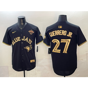 MLB Blue Jays 27 Guerrero JR Black Gold 2025 World Series Champion Nike Cool Base Men Jersey