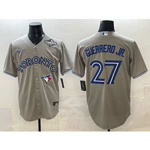 MLB Blue Jays 27 Guerrero JR Grey 2025 World Series Nike Cool Base Men Jersey