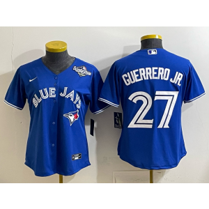 MLB Blue Jays 27 Guerrero Jr Blue 2025 World Series Nike Cool Base Women Jersey