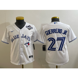 MLB Blue Jays 27 Guerrero Jr White 2025 World Series Nike Cool Base Youth Jersey