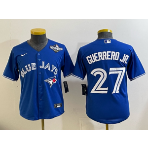 MLB Blue Jays 27 Vladimir Guerrero Jr. Blue 2025 World Series Nike Cool Base Youth Jersey