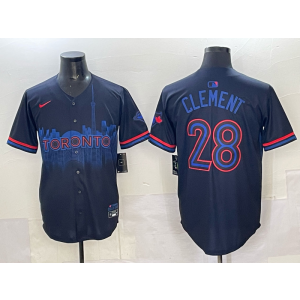 MLB Blue Jays 28 Clement Black Nike Cool Base Men Jersey