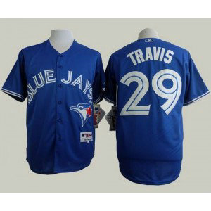 MLB Blue Jays 29 Devon Travis Blue Alternate Cool Base Men Jersey