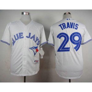 MLB Blue Jays 29 Devon Travis White Cool Base Men Jersey
