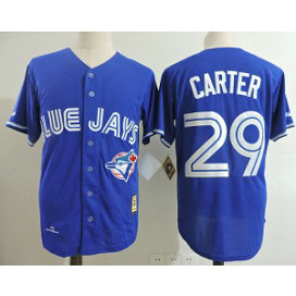 MLB Blue Jays 29 Joe Carter Blue 1993 Cooperstown Collection Men Jersey