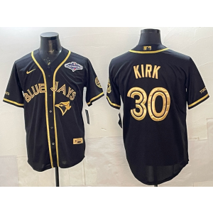 MLB Blue Jays 30 Kirk Black Gold 2025 World Series Champion Nike Cool Base Men Jersey