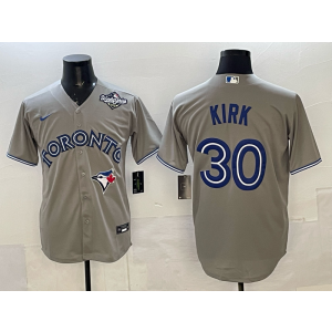 MLB Blue Jays 30 Kirk Grey 2025 World Series Nike Cool Base Men Jersey