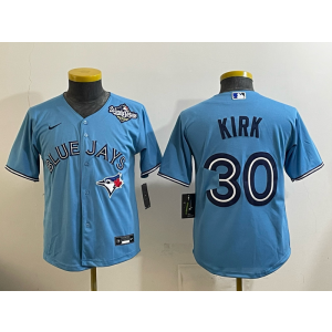 MLB Blue Jays 30 Kirk Light Blue 2025 World Series Nike Cool Base Women Jersey
